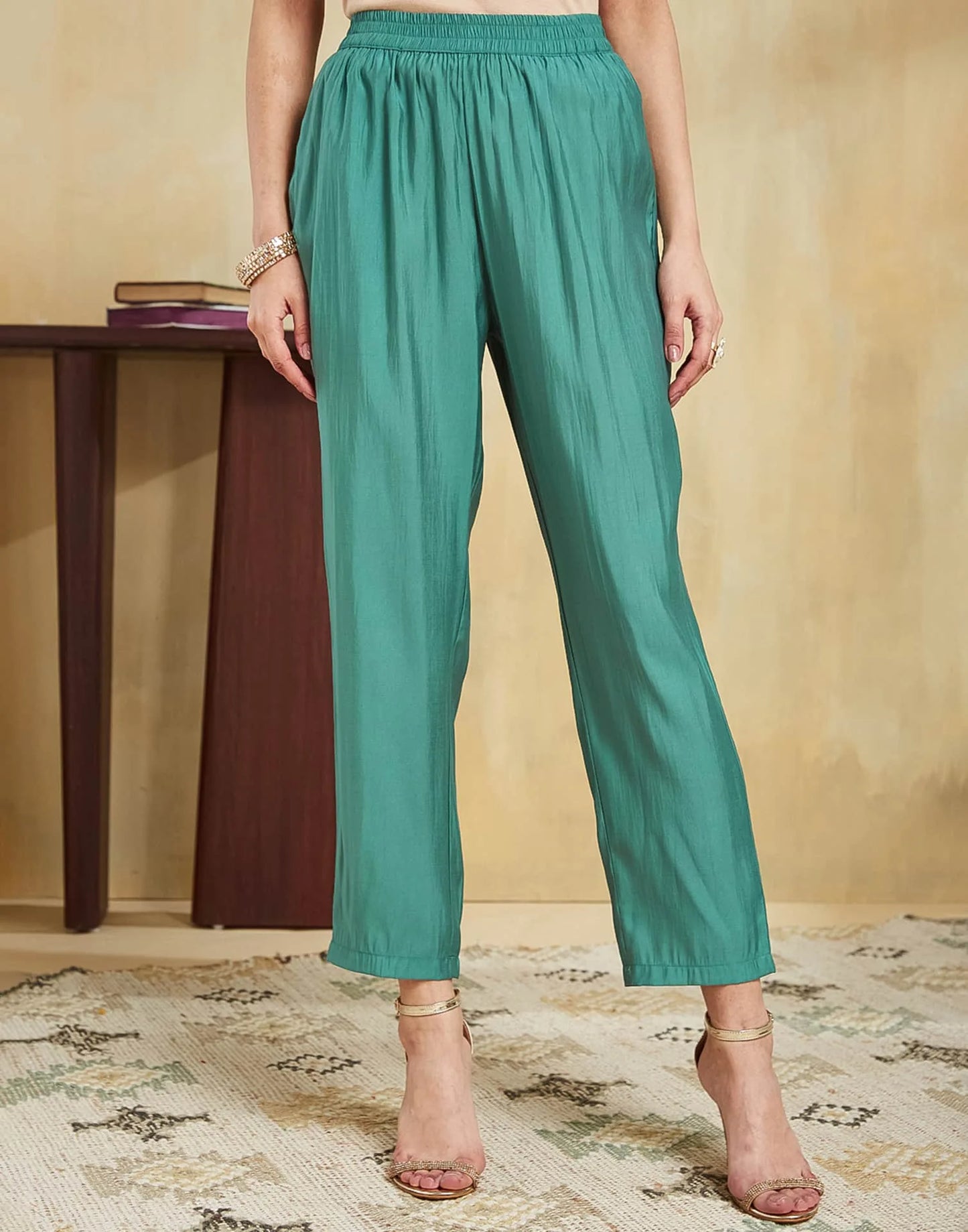 Silk Blend Embroidery Work and Gota Lace Straight Kurta with Pant & Dupatta