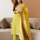 Yellow Silk Embroidered Straight Kurta Set with Pant & Dupatta for Women under 1299