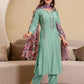 Green Silk Embroidered Straight Kurta Set with Pant and Dupatta