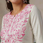 Cotton Blend Chikankari Straight Round Neck Short Kurti