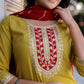Cotton Blend Embroidery and Sequins Work, Embroidery and Sequins Work Lace Straight Kurta with Pant & Dupatta