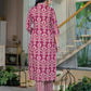 Cotton Printed Straight V-Neck Kurta with Pant & Dupatta