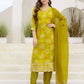 Cotton Blend Printed Straight Kurta with Pant & Dupatta