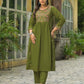 Cotton Embroidered A-line Kurta with Pant & Dupatta