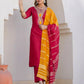 Cotton Blend Embroidery and Sequins Work Straight Kurta with Pant & Dupatta