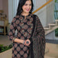 Cotton Printed Straight Mandarin Collar Kurta with Pant & Dupatta