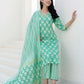 Cotton Printed, Embroidery and Mirror Work, Lace Straight Kurta with Pant & Dupatta