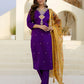 Affordable Purple Silk Embroidered Straight Kurta Set under 1299