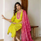 Yellow Silk Embroidered Straight Kurta Set with Pant & Dupatta under 1299 