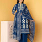 Affordable Blue Cotton Printed Straight Kurta Set with Mandarin Collar, Pant & Dupatta under 999