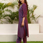 Silk Blend Foil Print and Lace Straight Kurta with Pant & Dupatta