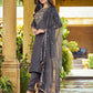 Grey Silk Sequence Embroidered Straight Kurta Set with Pant and Dupatta – Elegant Wedding & Festive Wear for Women