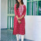 Cotton Embroidered Straight Kurti