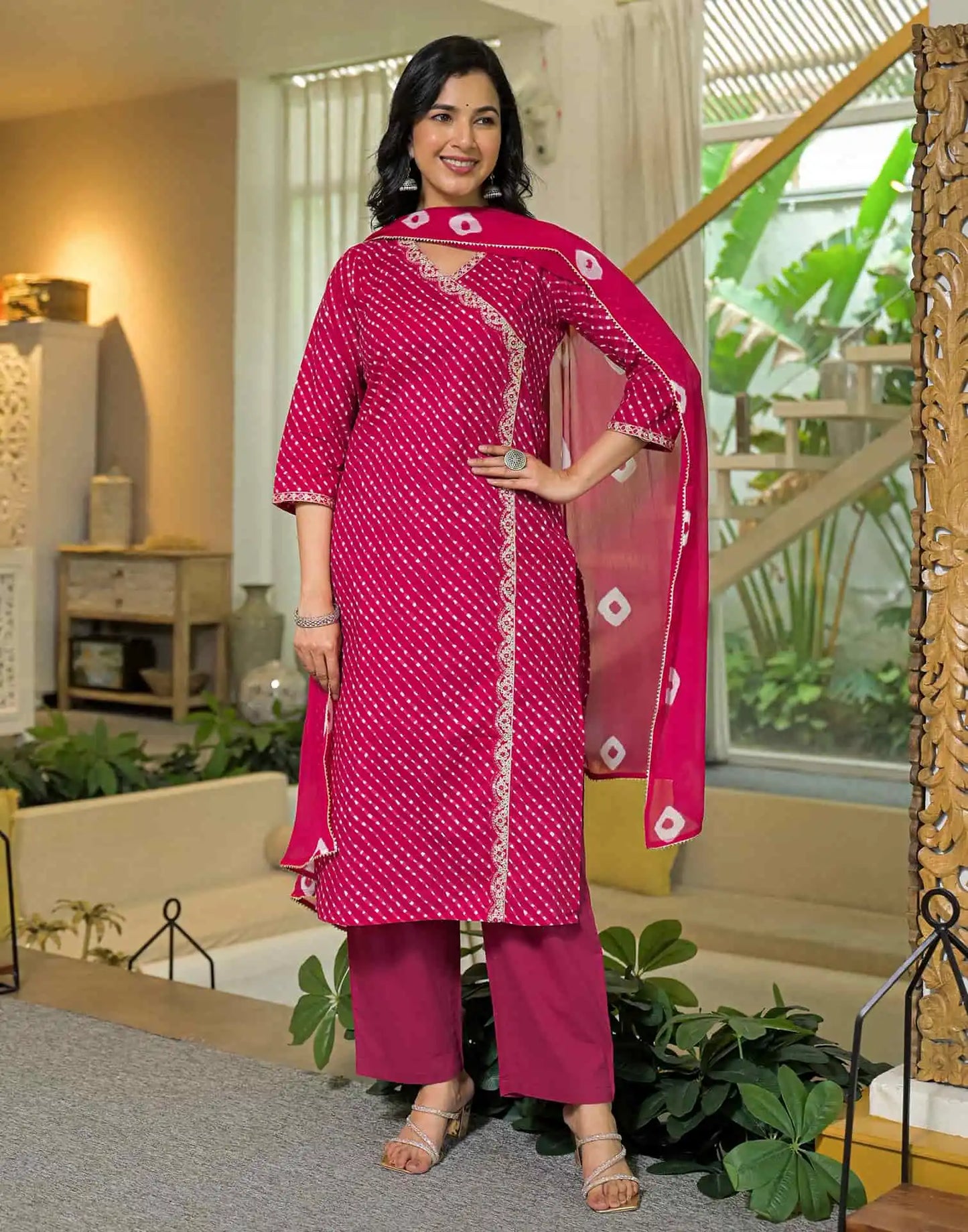 Cotton Printed Straight Kurta with Pant & Dupatta