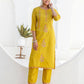 Yellow Silk Blend Embroidery and Mirror Work Straight Kurta Set for Women with Pant & Dupatta