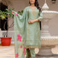 Skylee Light Green Silk Embroidered Straight Kurta Set for Women