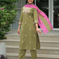 Cotton Embroidered Straight Kurta with Pant & Dupatta