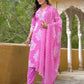 Cotton Straight Printed V-Neck Kurta with Pant & Dupatta