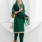 Affordable Dark Green Silk Embroidered Kurta Set with duppatta 