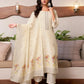 Cotton Solid and Jacquard A-Line Kurta with Pant & Dupatta