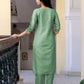 Skylee Green Silk Embroidered Straight Kurta Set for Women