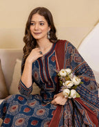 Skylee Viscose Rayon Printed Straight 3 Piece Kurta Set For Woman