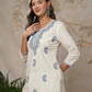 Rayon Chikankari Straight Round Neck Short Kurti