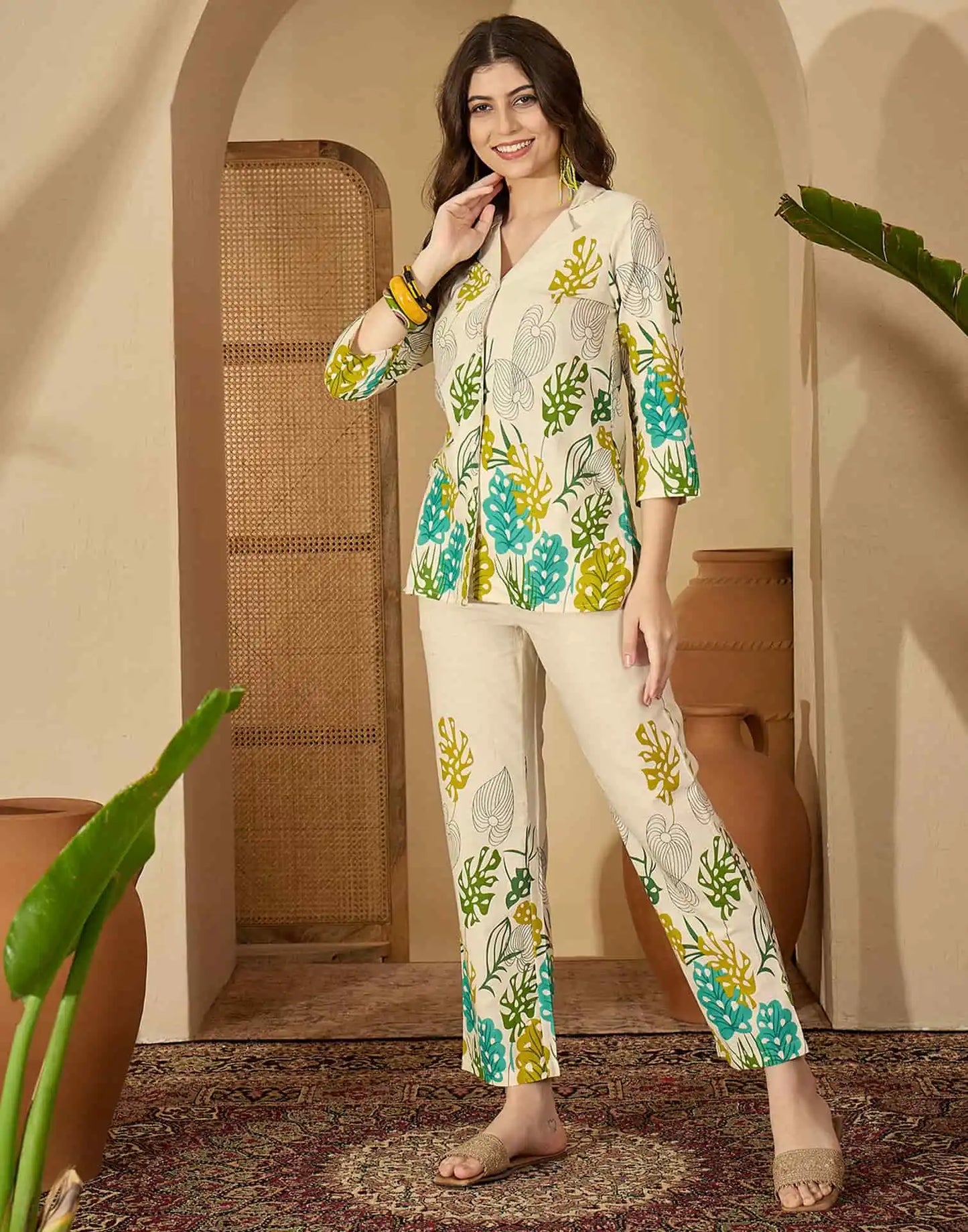 Beige cotton affordable co-ord set