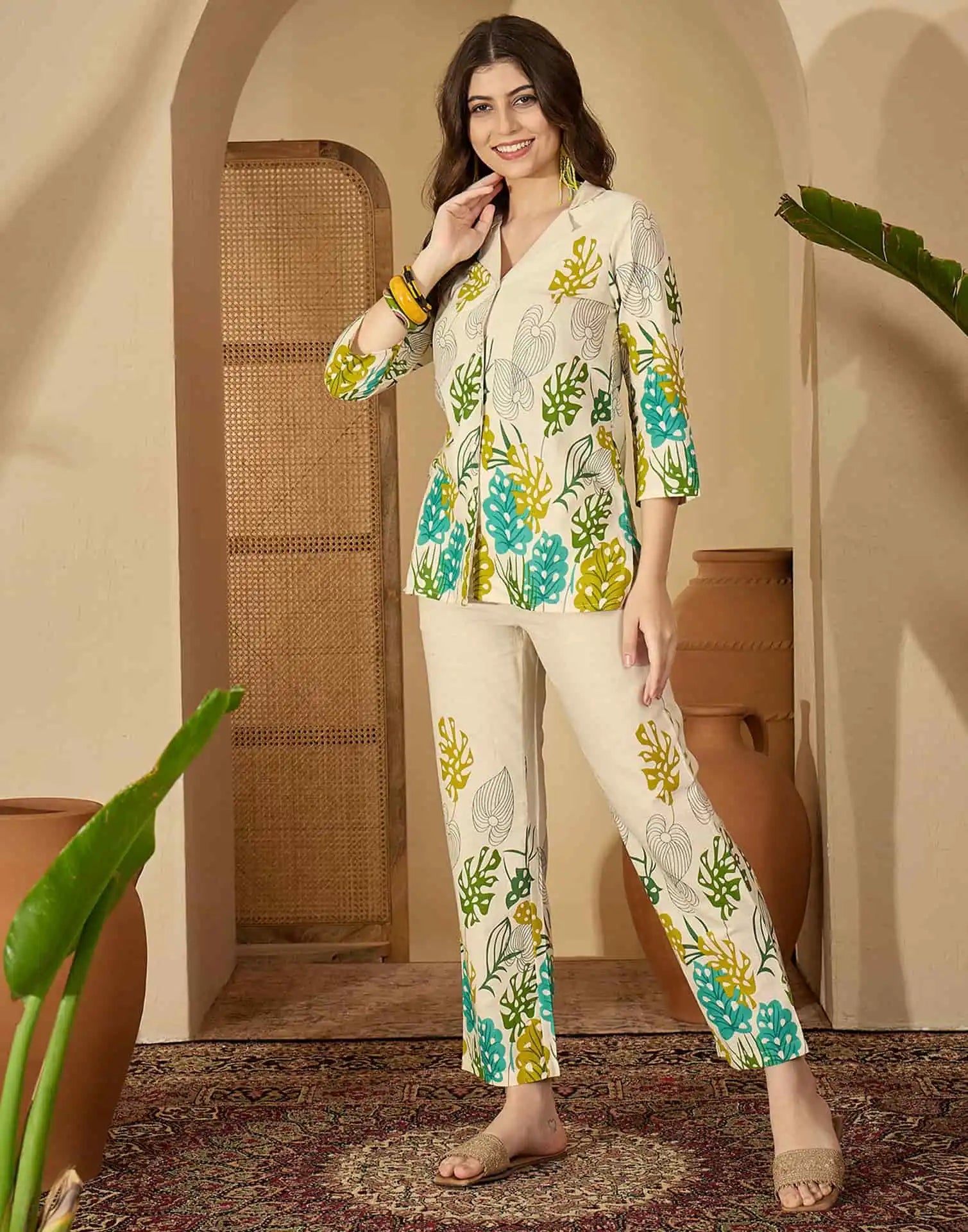 Beige cotton affordable co-ord set