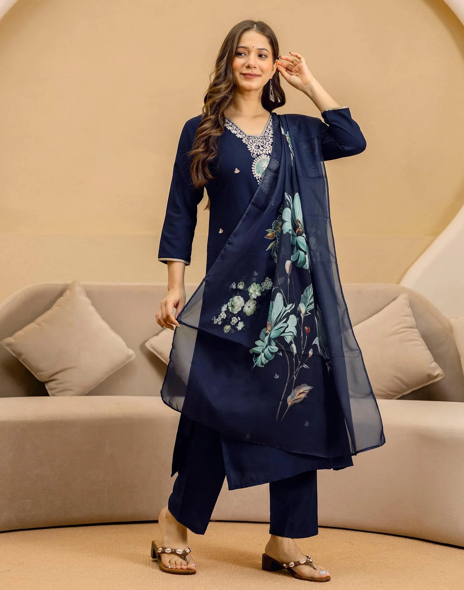 affordable v neck kurta set for women by skylee 