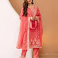 Silk Blend Embroidered Straight Kurta with Pant & Dupatta