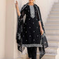 Skylee Black Silk Embroidered Straight Kurta Set for Women