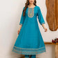 Blue Silk Embroidered Anarkali Kurta Set with Pant and Dupatta for Women Festive Wear under 1299