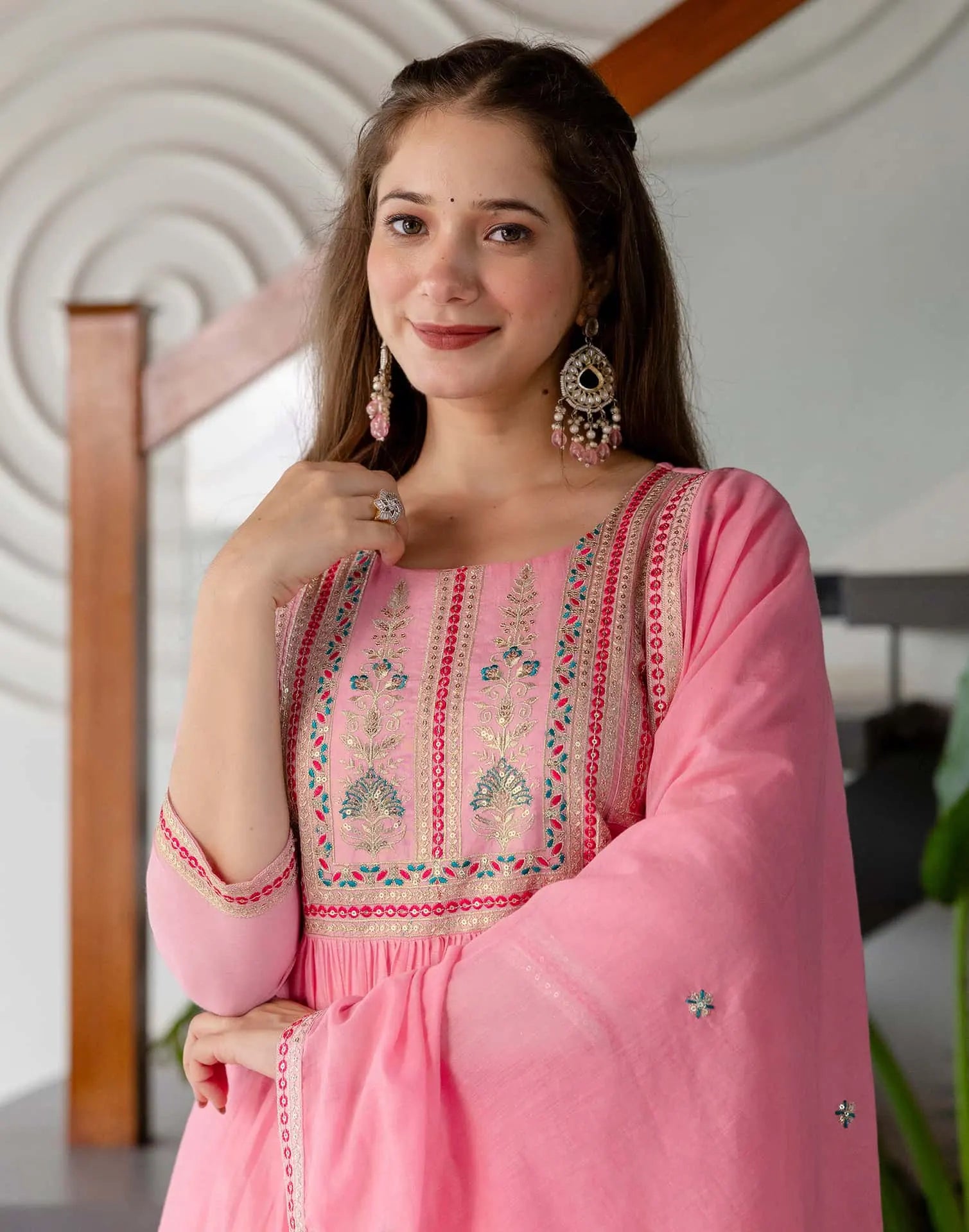 affordable round neck kurta set 