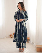 Skylee Cotton Printed Mandarin Collar Co-ord Set For Woman