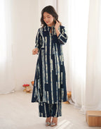 Skylee Cotton Printed Mandarin Collar Co-ord Set For Woman