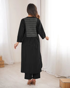 Skylee Cotton Embroidered Mandarin Collar Co-ord Set For Woman