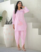 Skylee Cotton Embroidered V-Neck Co-ord Set For Woman