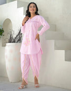 Skylee Cotton Embroidered V-Neck Co-ord Set For Woman