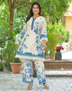 Skylee Crepe Printed Round Neck Co-ord Set For Woman
