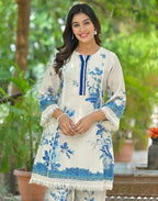 Skylee Crepe Printed Round Neck Co-ord Set For Woman