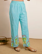 Skylee Silk Printed Round Neck Co-ord Set For Woman