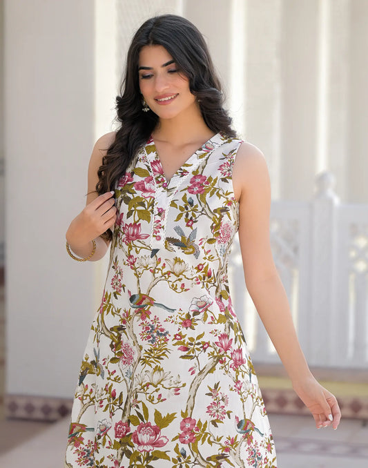 Cotton Printed V-Neck Co-ord Set