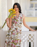 Skylee Cotton Printed V-Neck Co-ord Set For Woman