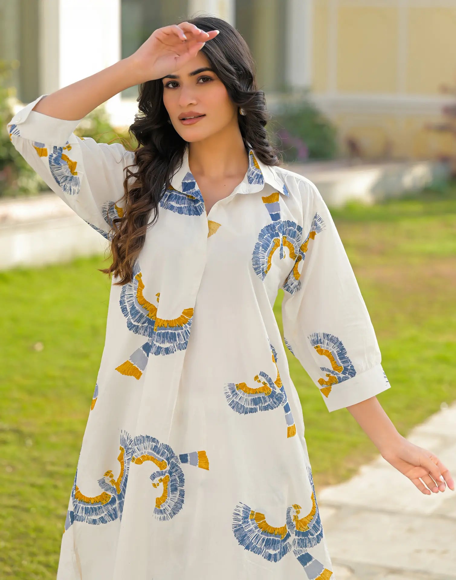 Skylee Cotton Printed V-Neck Co-ord Set For Woman