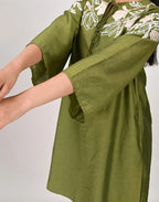 Skylee Silk Embroidered Key Hole Neck Co-ord Set For Woman