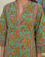 Skylee Cotton Printed Mandarin Collar Co-ord Set For Woman