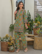 Skylee Cotton Printed Mandarin Collar Co-ord Set For Woman