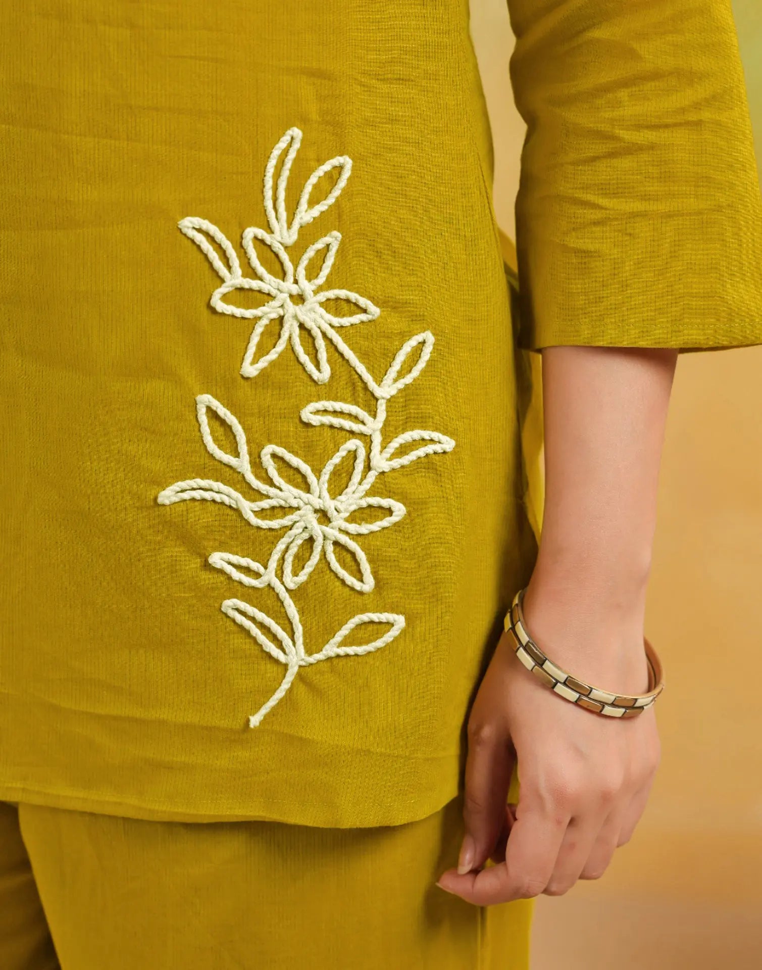 Skylee Cotton Embroidered Collar Neck Co-ord Set For Woman