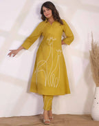 Skylee Cotton Embroidered V-Neck Co-ord Set For Woman